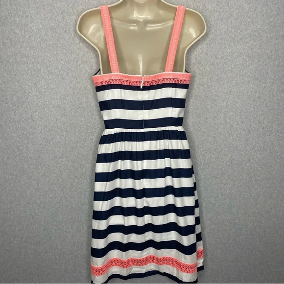 Vineyard Vines Nautical Navy Blue White Striped Embroidered Trim Dress - Picture 12 of 12